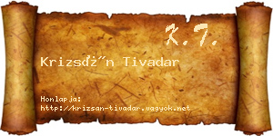 Krizsán Tivadar névjegykártya